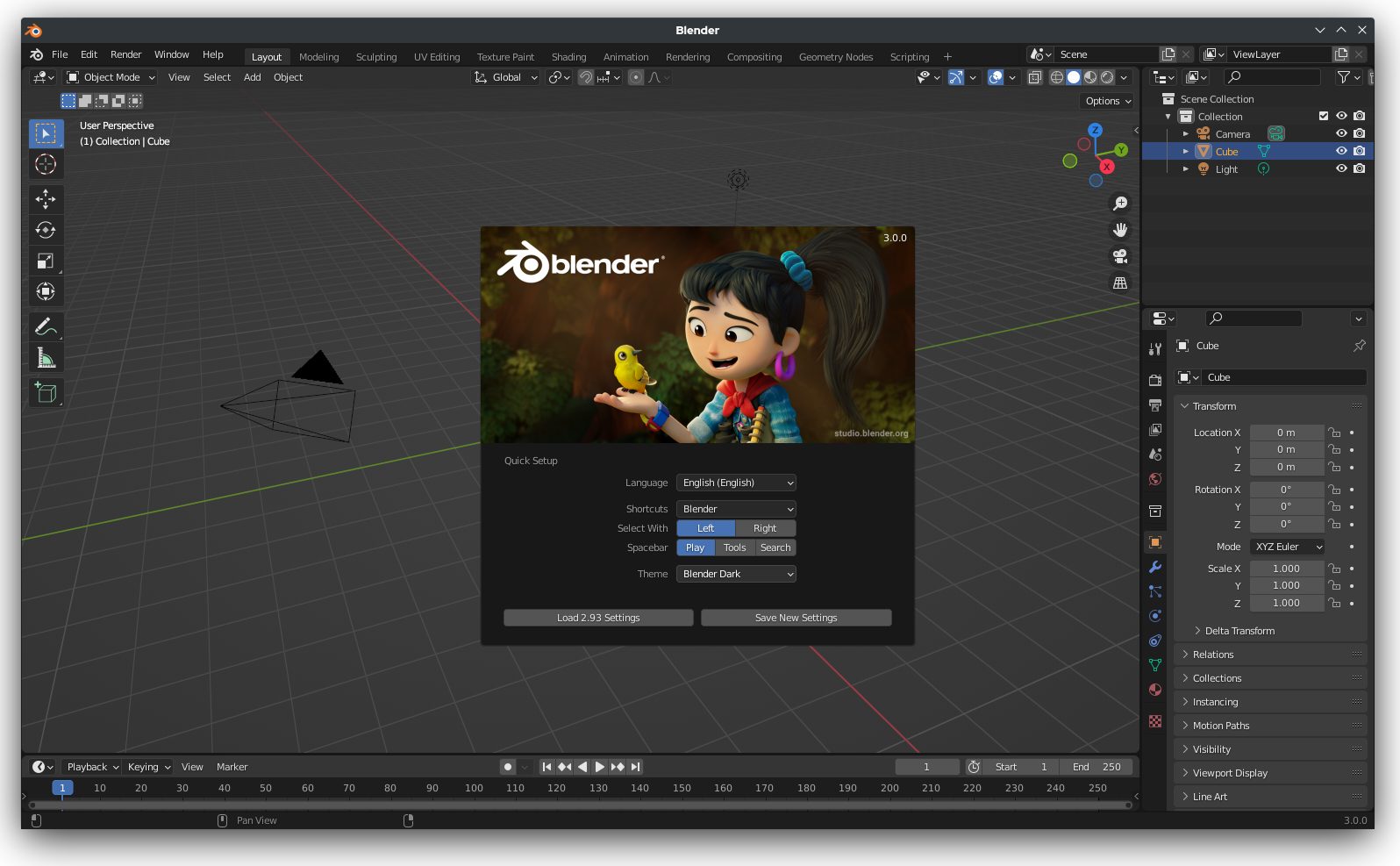 Interface de Blender